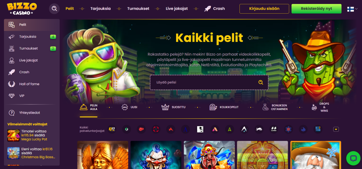 BIZZO Casino Laaja kasinopelivalikoima